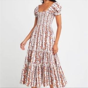 Anthropologie OPT Daphne Floral Smocked Midi Dress